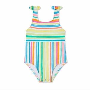 George NEW Muiltcolored Striped 1pc Baby Girl Swimsuit Snap Bottom 6-12month NWT